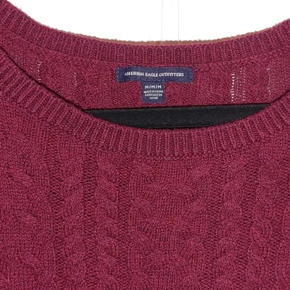 M American Eagle Outfitters maroon stretchy knit sweater with side zippers - Picture 2 of 5